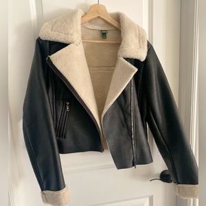 Wild Fable Faux Leather Sherpa Cropped jacket